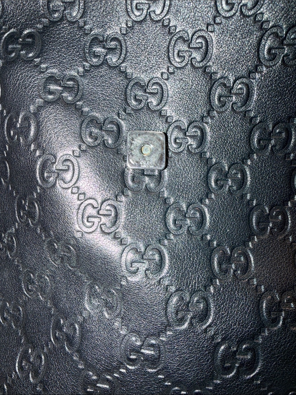 Gucci Vintage Black GG-Embossed Leather Messenger Bag - Picture 3 of 7